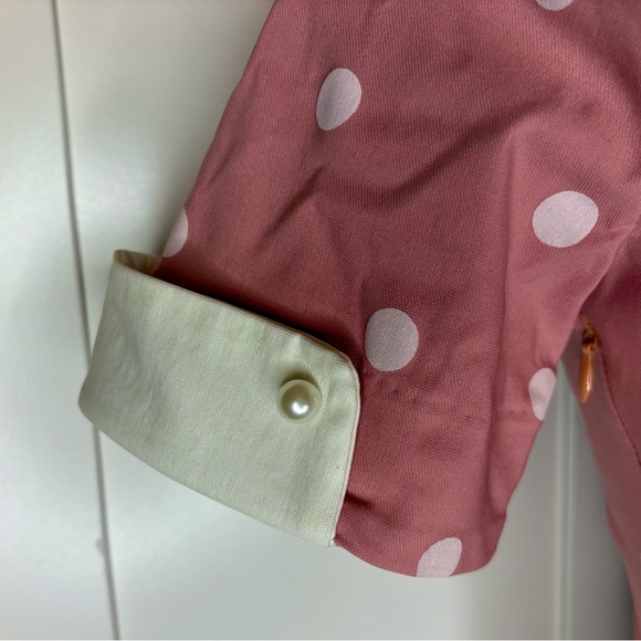 NWT GownTown Pink Polka Dot Vintage Style Fit & Flare Dress Small - Picture 5 of 11